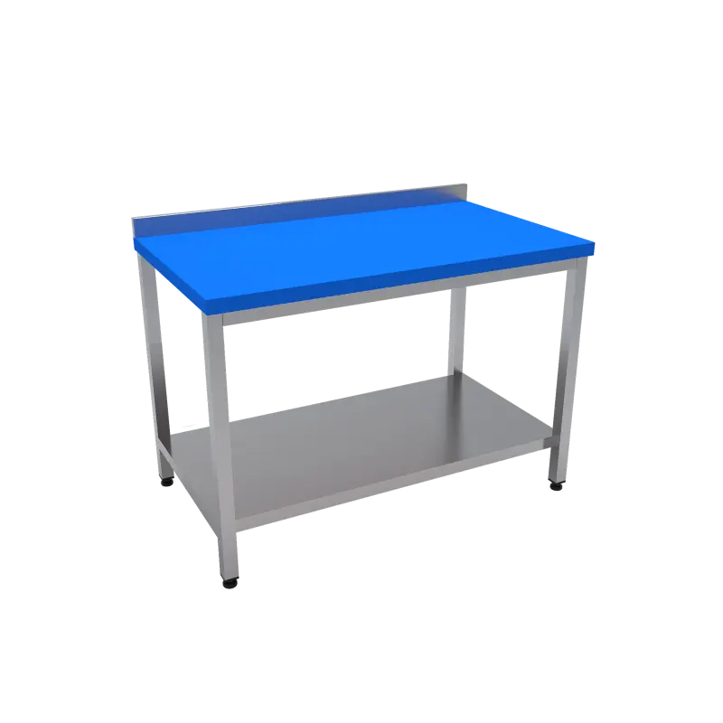 Çalışma Tezgahı Taban Raflı Polietilen Tablalı 140x70x85 CM Mavi