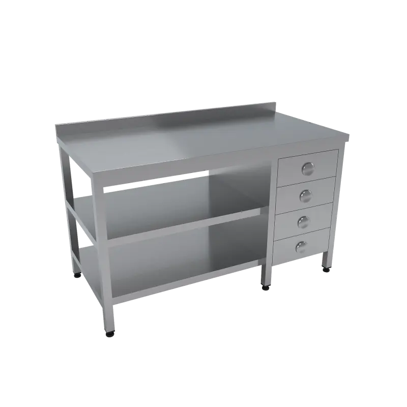Çalışma Tezgahı Etrafı Açık Blok Çekmeceli Taban Ve Ara Raflı 140x70x85 CM