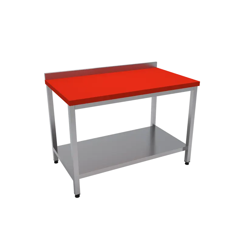 Çalışma Tezgahı Taban Raflı Polietilen Tablalı 180x70x85 CM Kırmızı