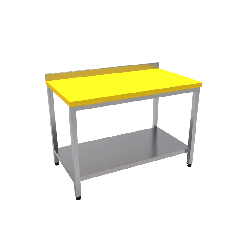 Çalışma Tezgahı Taban Raflı Polietilen Tablalı 220x70x85 CM Sarı