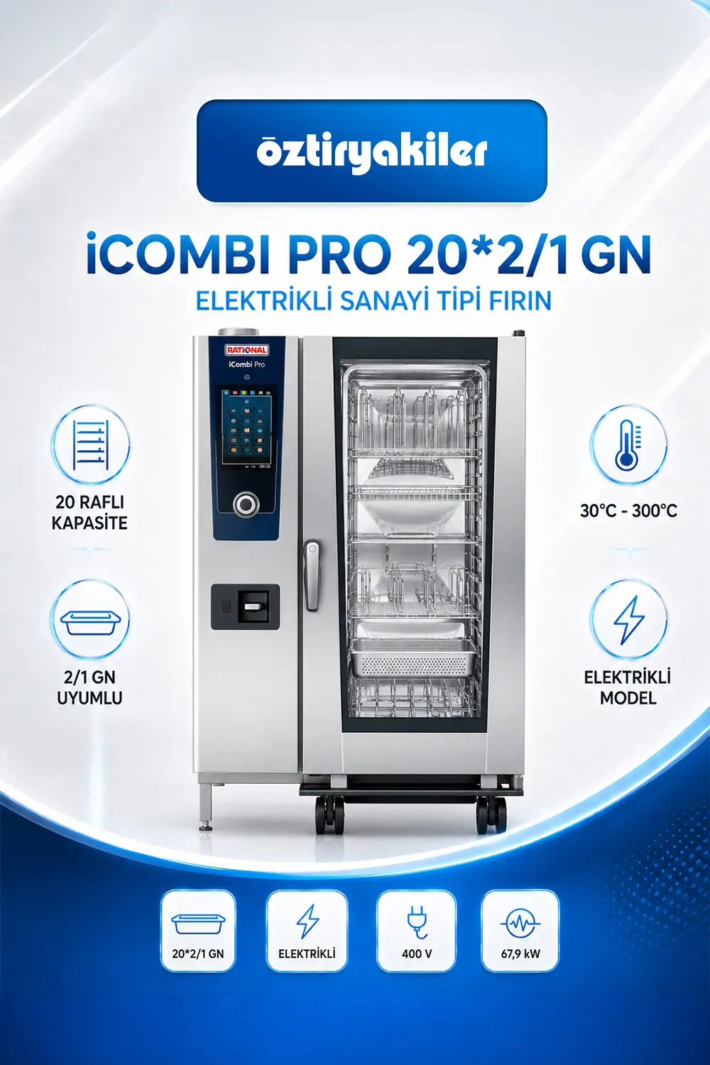 Rational Sanayi Tipi Elektrikli Fırın 20*2/1 Gn İcombi Pro