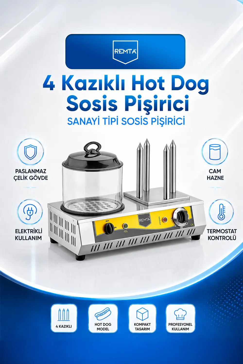 4 Kazıklı Hot Dog Makinesi